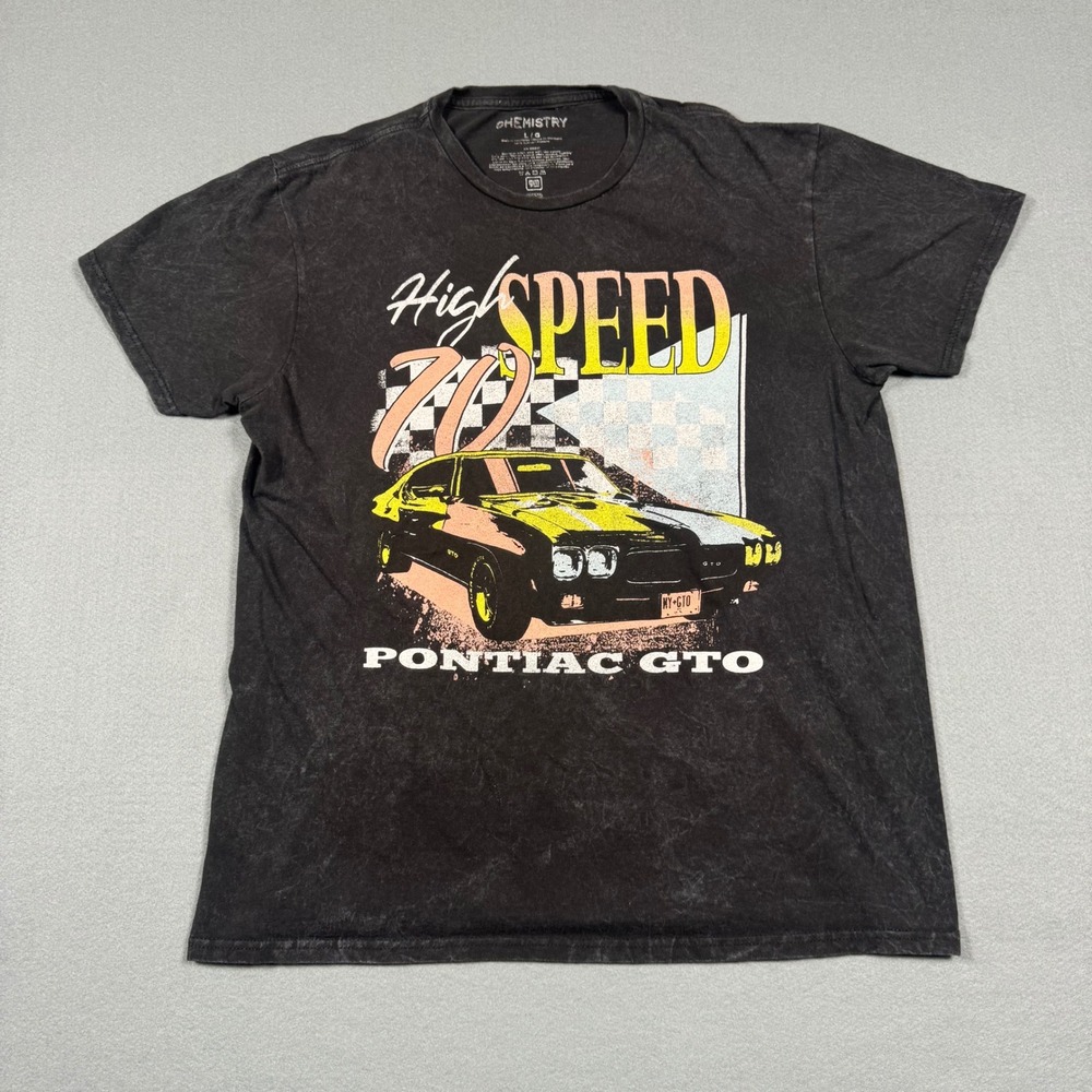 Chemistry Pontiac GTO High Speed 70 Graphic Tee Acid Wash Gray Mens Large